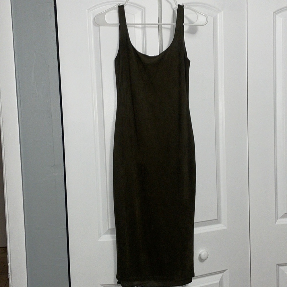 Green suede dress